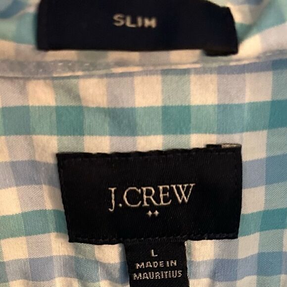 J. Crew Light Blue Plaid Slim Button Down Shirt Size Large - Picture 4 of 4